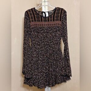 Ecote Whimsigoth Floral Patterned Dress with Black and Pink Sz 2